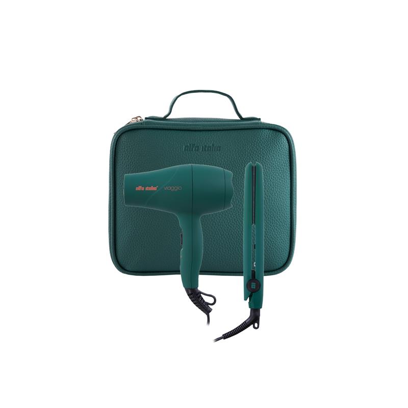 Alfa Italia Viaggio Travel Hairdryer and Styler Carrycase in Verde